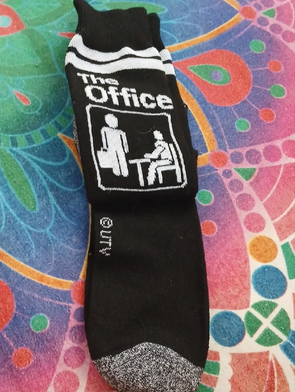 Black Novelty Crew Socks - Branding